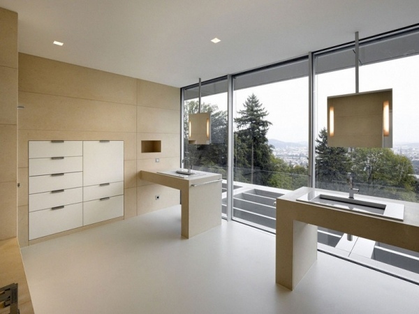 modern husdesign med badrum med panoramautsikt
