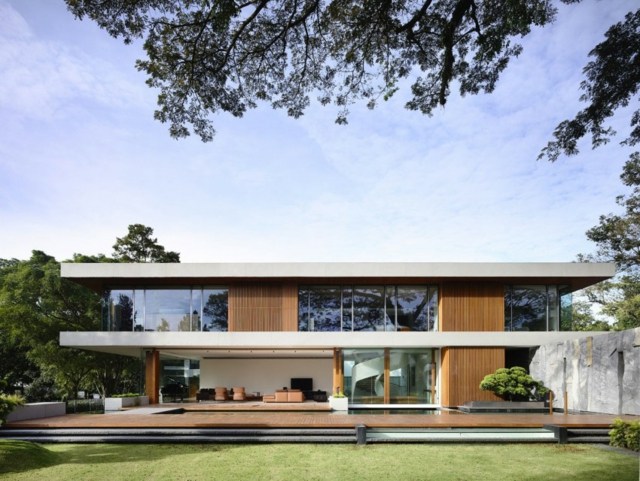 modernt hus minimalism äng