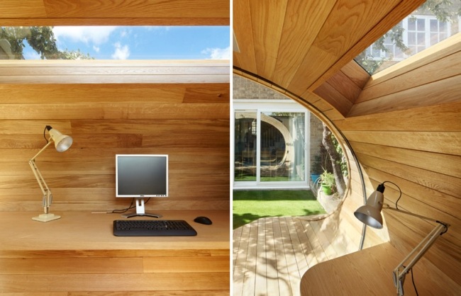 enkel interiör shoffice trä paviljong design av platform5