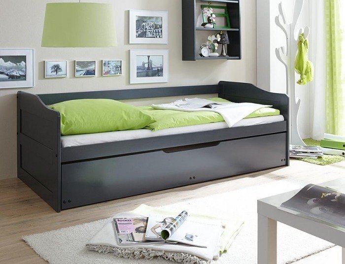 Modern-ungdoms-säng-bäddsoffa-lådor-marianne-tall-grå-solid