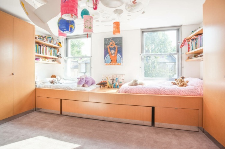 moderna barnrum-inbyggda sängar-låda-utdragbara-garderober