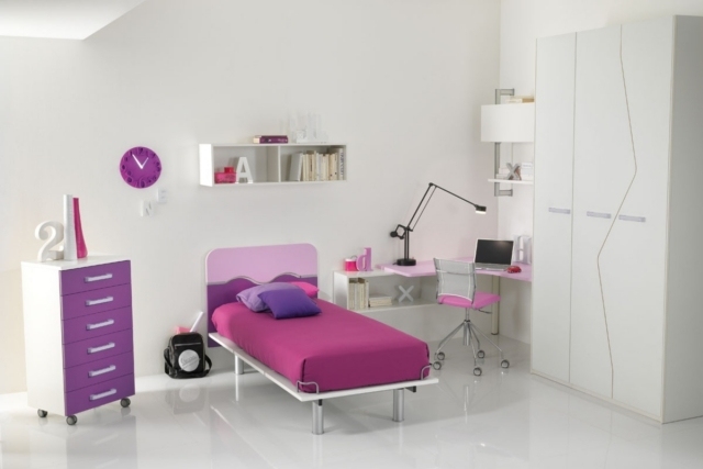 barnrum-uppsättning-tjej-möbler-vit-rosa-lila