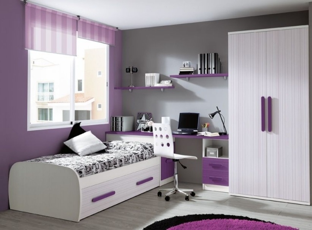 modern-barnrum-möbler-flicka-lila-vit-grå-accentvägg