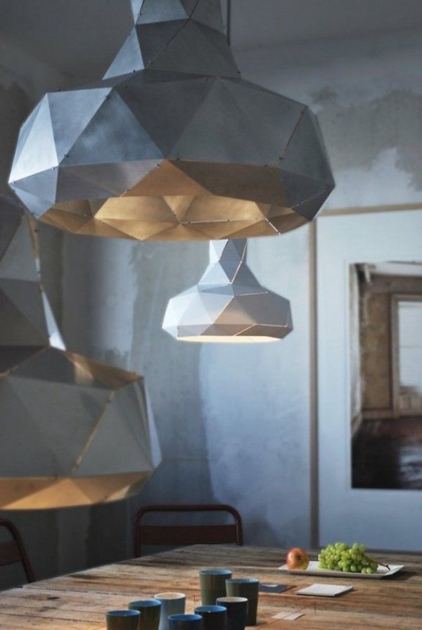 Kök betong vägg gips hängande ljus idéer återvunnet material ljus idéer