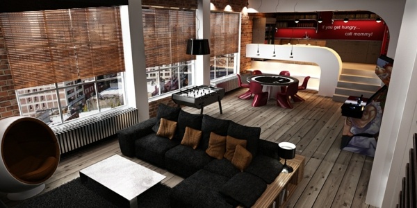 Loft-lägenhet-bachelor-modern-interiör