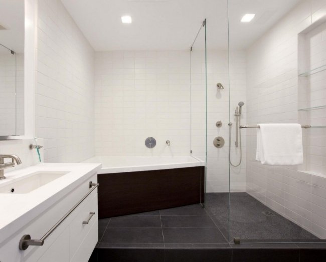 badrum design glas duschkabin hörn badkar noll energi hus