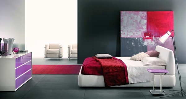 modern lila sovrumsdesign
