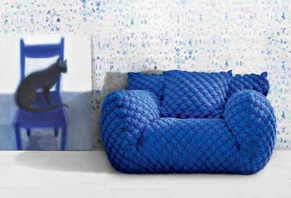 affisch möbel design soffa paola navone blå stark italiensk