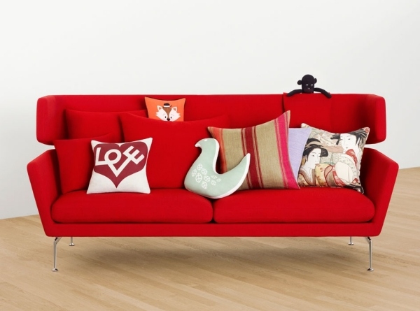 Röd designer soffa kudde accent