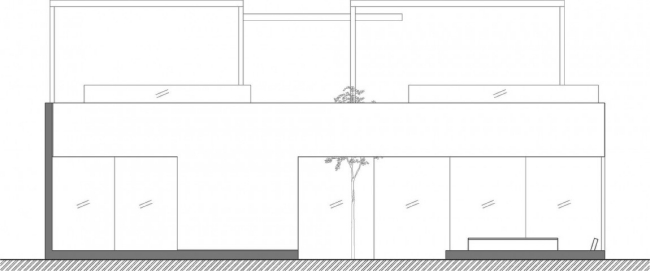 tvärsnitt baksida av casa seta bostadshusdesign med takterrass