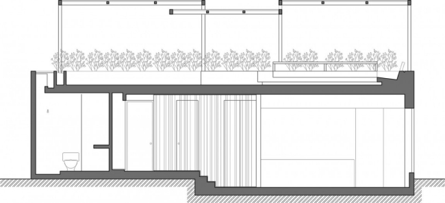 tvärsnitts ingång casa seta bostadshusdesign med takterrass