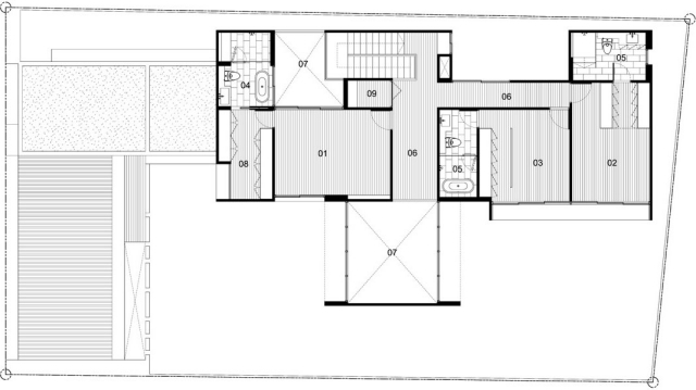 modernt enfamiljshus planlösning andra våningsplan bangkok