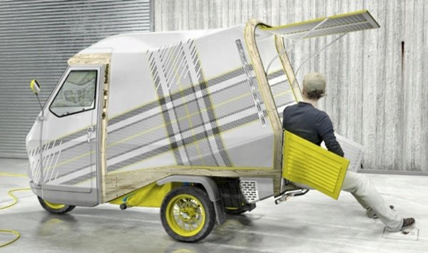 Husbil design tre hjul rutig retro ram