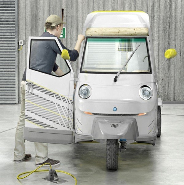 trehjulig husvagn energibesparande effektiv modern design