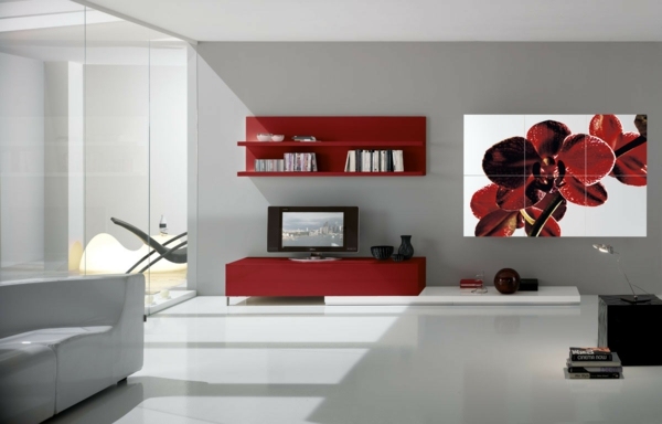 Vägg-gjord-av-skjutdörr-glas-vägg-dekoration-mörk-röd-garderob