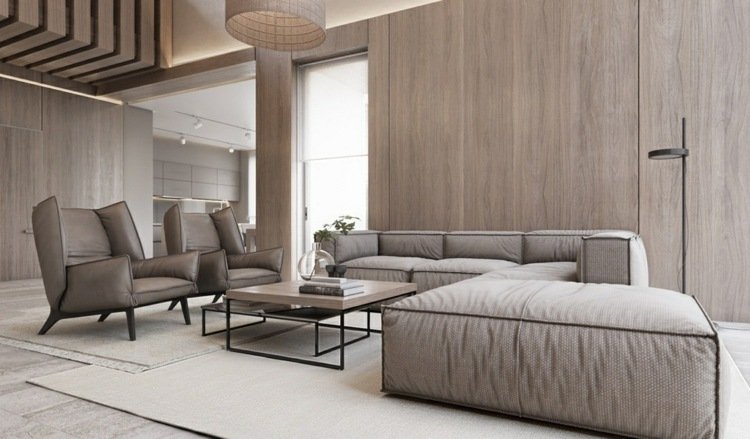 vardagsrum-inredning-modern-beige-elegant-metall-möbler-soffa-fåtölj