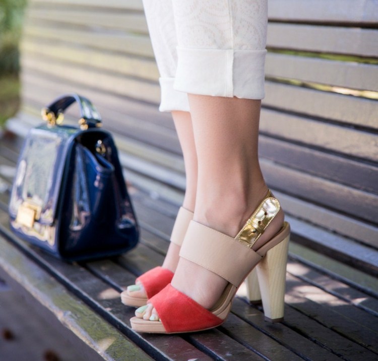 Modetrender 2015 skor sandaler höga klackar guldorange
