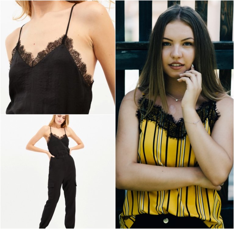 Modetrender 2019 cami -topp och cargobyxor i svart