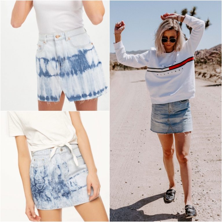 Modetrender sommar 2019 acid wash look jeans kjol