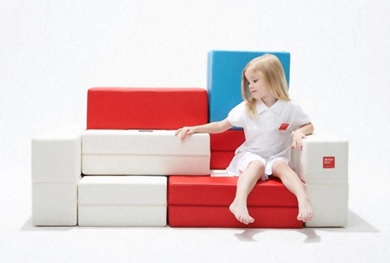Lätt att montera bekväma sittmöbler för barn - modulär design