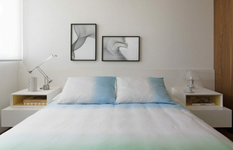 svartvit-kök-vägg-dekoration-bilder-grå-säng-skåp-minimalistisk-vit