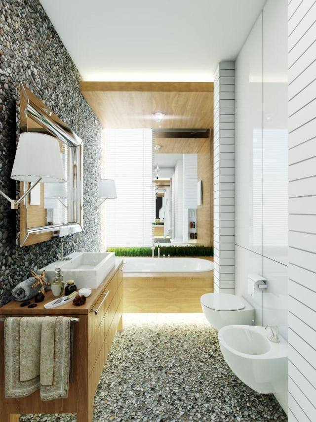 badrum-mosaik-kakel-imitation-grus-kombination-trä-badrum-möbler-indirekt-belysning