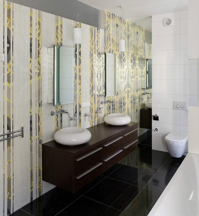 mosaikplattor för badrumsremsor-guld-grå-vit-dubbel handfat