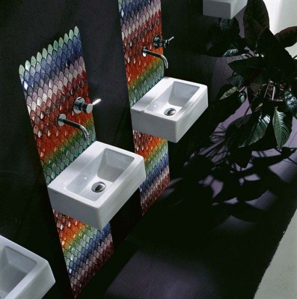 mosaik badrum regnbåge fåfänga bakvägg