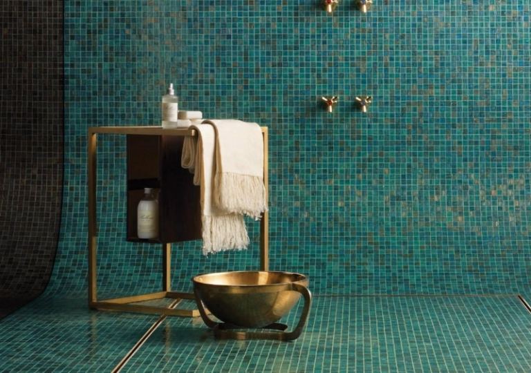 Mosaik-kakel-grönt-dusch-skåp-lägg-idéer