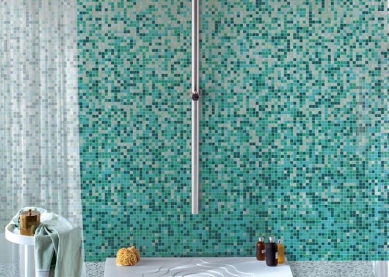 Mosaikplattor-grön-design-vägg-dekoration-idéer