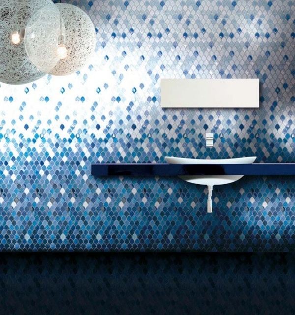 Rektangulära metalliska badrumsplattor Vetrovivo