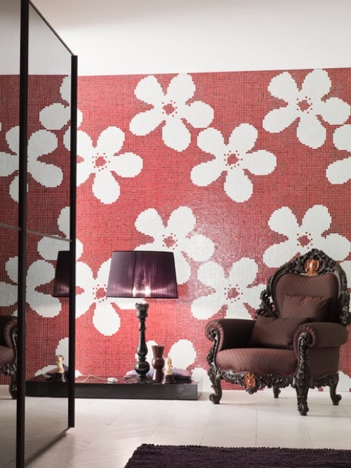 mosaikplattor konst av trend väggdekoration blommor