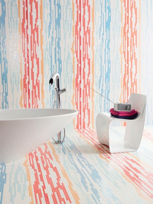 mosaikplattor konst av trendrandmönster badrum