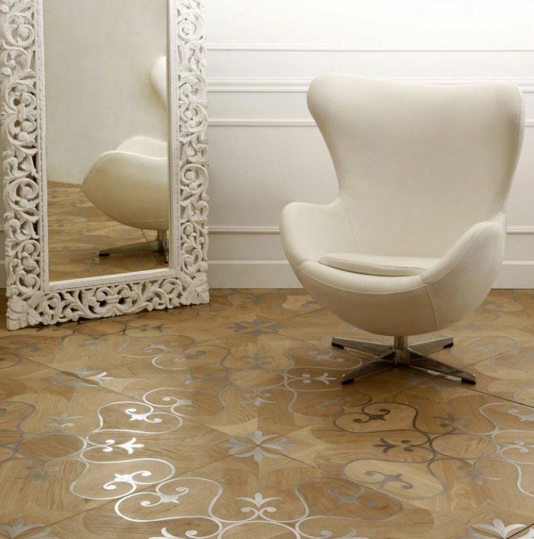 Mosaikparkett med inlagda mönster golv-vardagsrum-välj