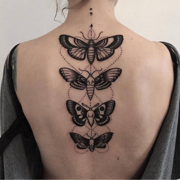 tatuering mal som betyder återfödelse utveckling tillbaka ryggrad kvinna