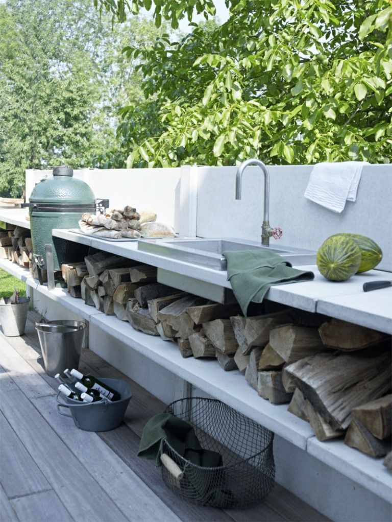 utomhus kök minimalistisk trä lagringsutrymme trädgårdsmöbler