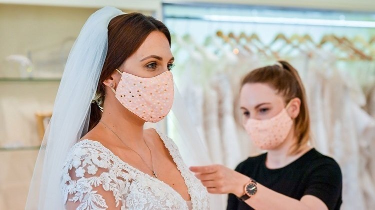 Bröllopstillbehör trender Brudmask med pärlor