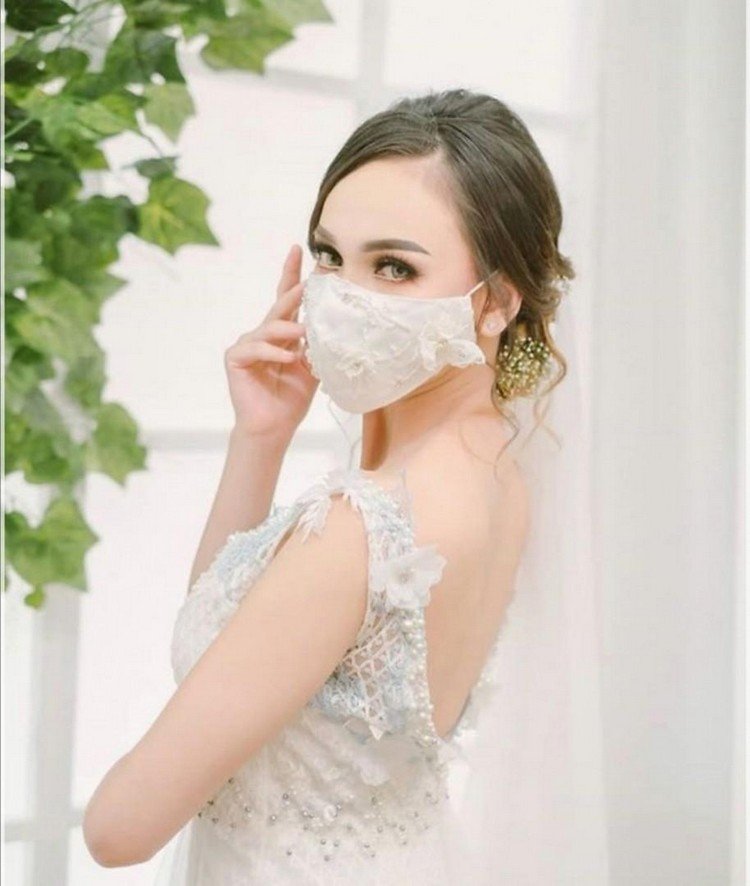 Bröllopsmasker tillbehörstrender med munskydd gifta sig med idéer