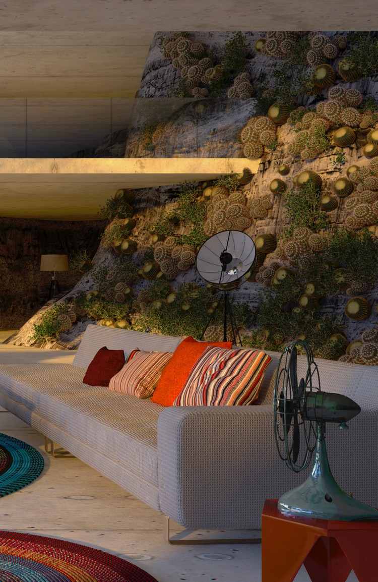 Hållbar levande sten-nivå-naturlig-interiör-soffa
