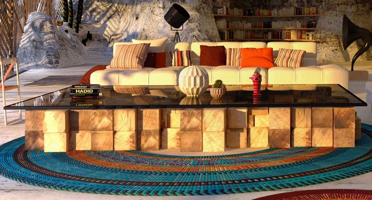 Hållbart boende rock-lägenhet-vardagsrum-soffa-soffbord