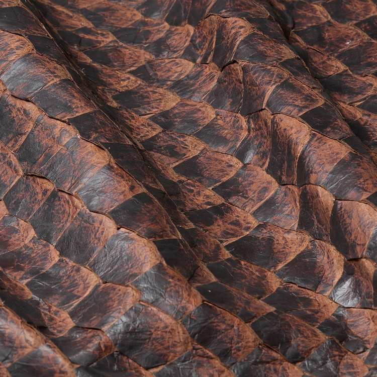 hållbara kläder fiskhud arapaima brun bearbetning läder ersättning kohud