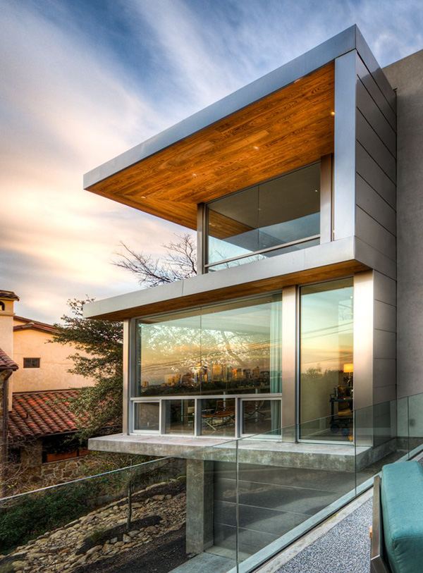 Passivt solhus i Texas - modern husdesign - sidovy
