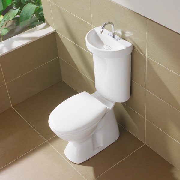 hållbarhet i badrummet vattenbesparande koncept caroma toaletthandfat