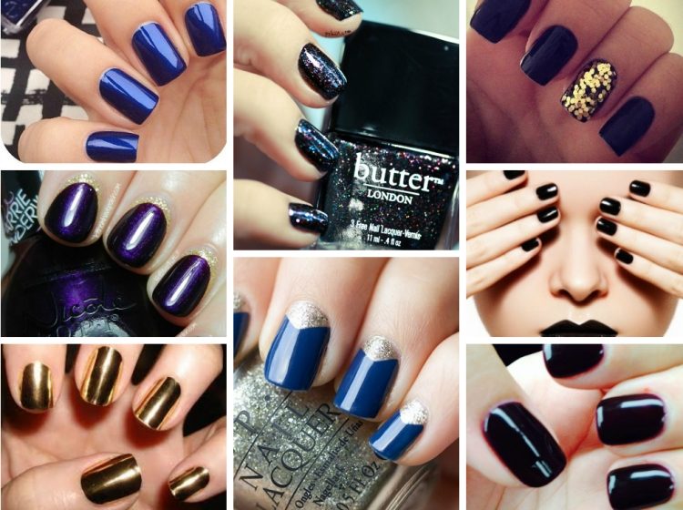 nageldesign-idéer-lyft-mörk-blå-guld-accenter-svart