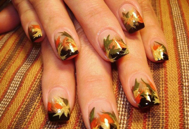 nageldesignidéer höstnaglar höstlöv-ritning