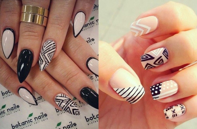 aztec-nails-nude-nail-polish-black-lines