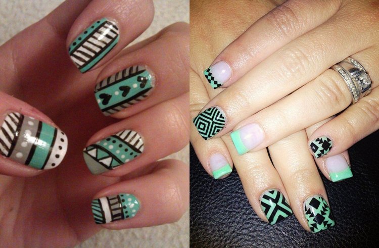 Aztec-naglar-mönster-mint-grönt-taupe-färgat