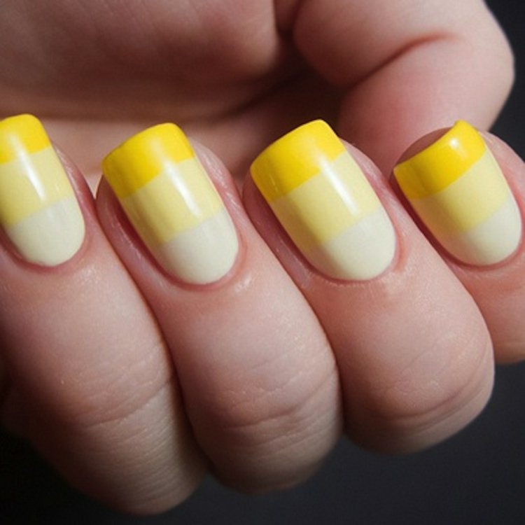 nageldesign-gula-nyanser-ränder-vertikal-ombre