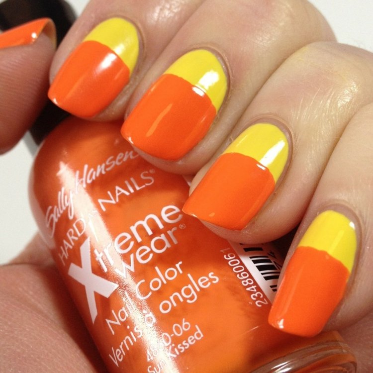 nageldesign-gul-orange-original-färg-design-kvinnor