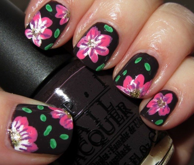 rosa färg gör det själv nageldesign